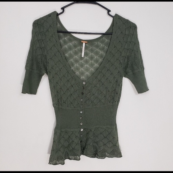 Free People Knitted V-Neck Button Down Cardigan - Picture 5 of 9